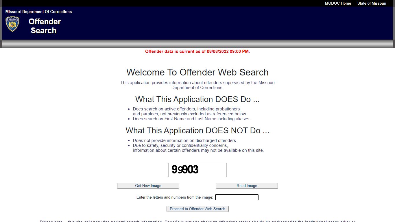 MODOC Offender Search